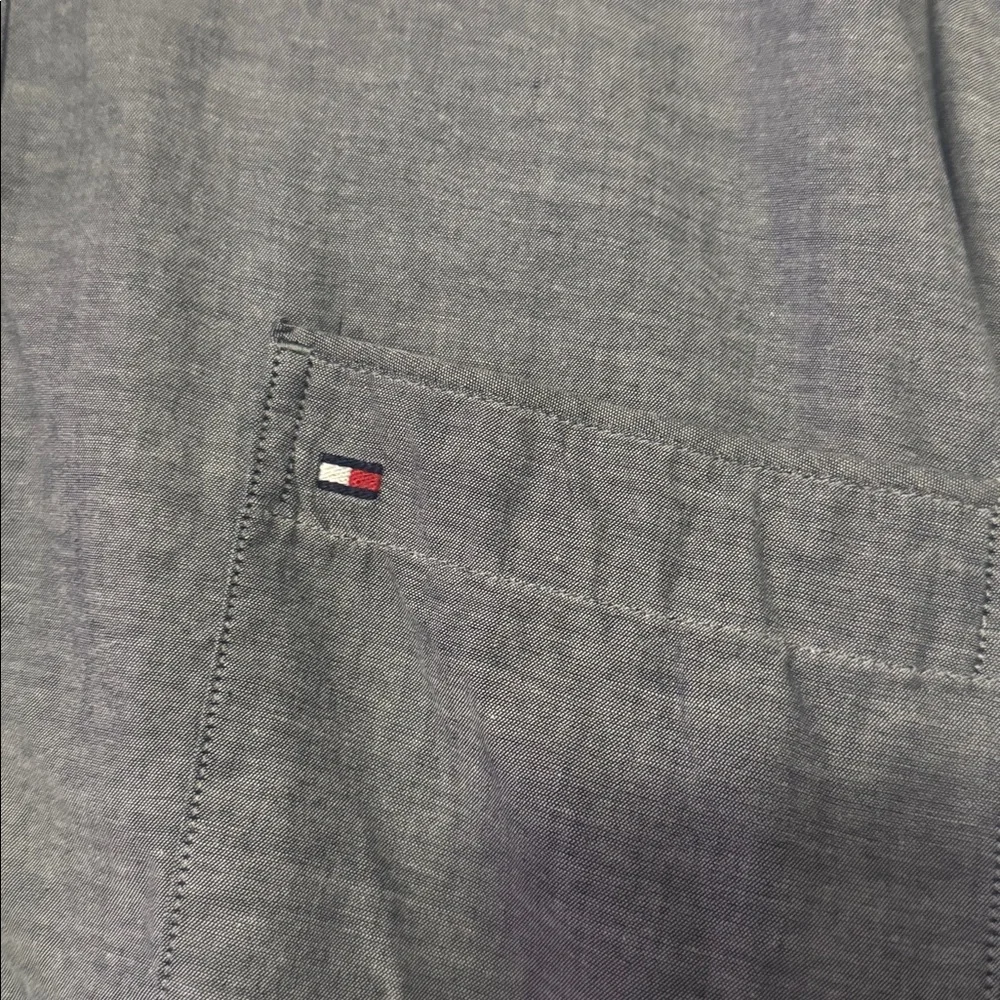 Men's Tommy Hilfiger Short Sleeve Linen Blend Solid Shirt NEW XXL Chambray - Picture 5 of 7
